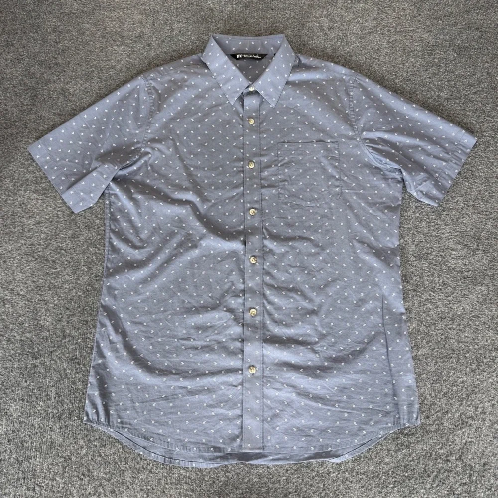 TravisMathew Mens Arrow Print Short Sleeve Button Up Shirt Size M Golf Casual